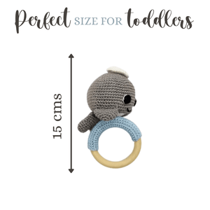 Happy Threads | Soft Handmade Crochet Dolphin Rattle for Infants - DPNR0349