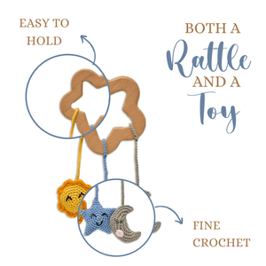 Happy threads | Sun, Star & Moon Rattles - Handmade Crochet Baby Set - ID23A109