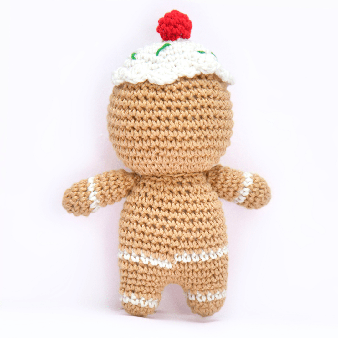 Happy Threads | Sweetest Time of the Year Crochet Figurine | Handmade Gingerbread - Cupcake Amigurumi - Christmas Decor