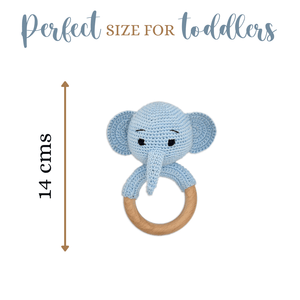 Happy Threads | Tiny Trunkies Elephant Ring Rattle – Soft Crochet Fun for Little Hands - AN24X226