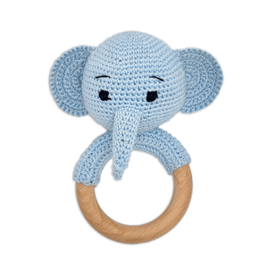 Happy Threads | Tiny Trunkies Elephant Ring Rattle – Soft Crochet Fun for Little Hands - AN24X226