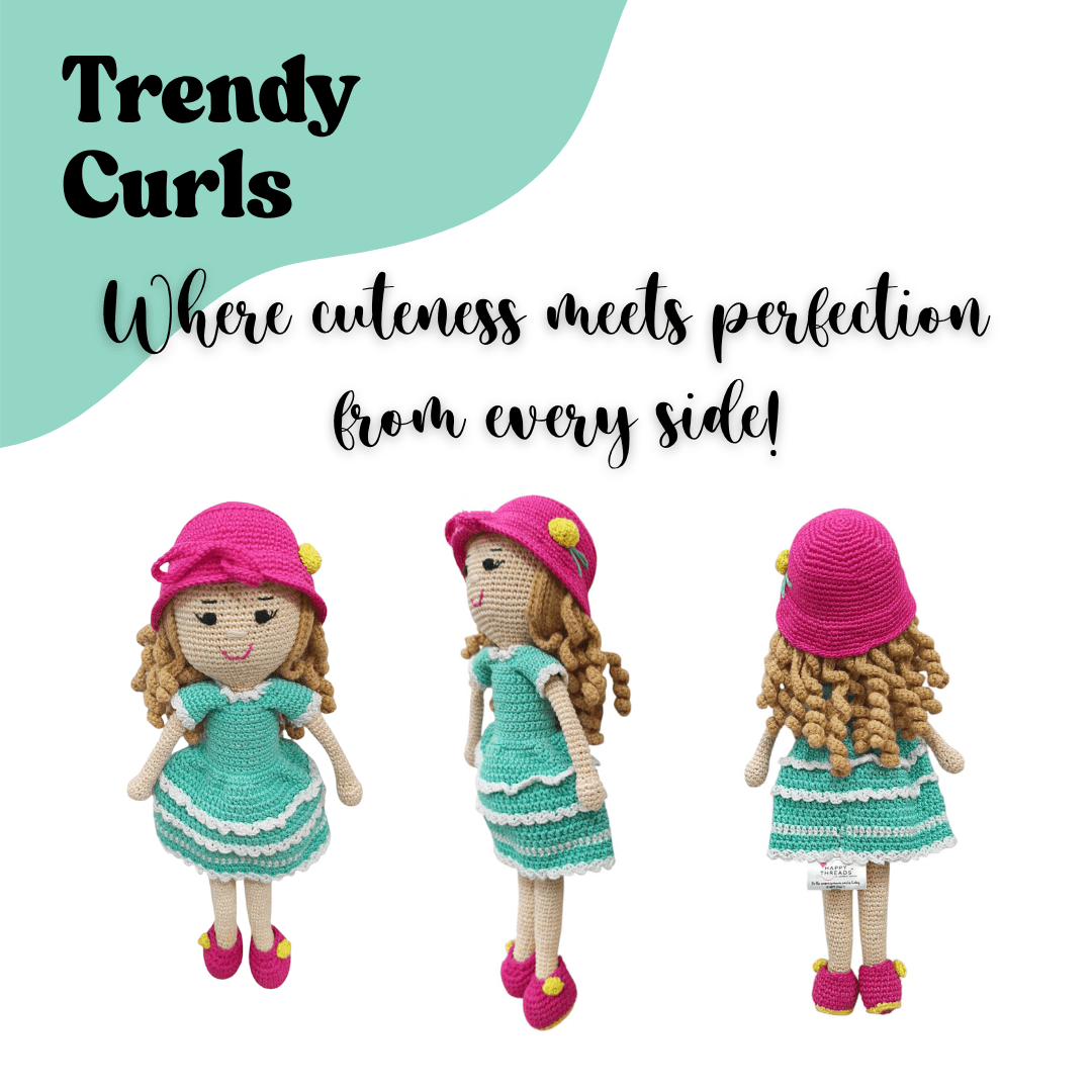 Happy Threads | Trendy Curls – A Playful, Stylish Crochet Doll for All Ages - STDCH350
