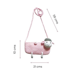 Happy Threads | Unique Pink Sheep Crochet Purse for Little Girls | Handmade Kids' Fashion Accessory - Crochet Toy