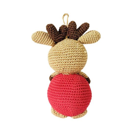 Happy Threads | Whimsical Crochet Reindeer Ornament – Handcrafted Christmas Tree Décor - Christmas Decor
