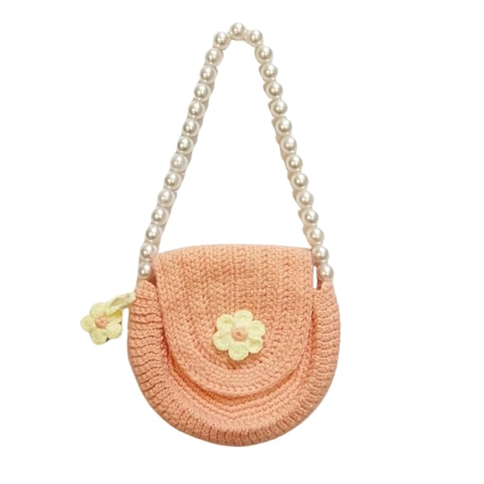 Happy Threads | Whimsical Handmade Crochet Peach Purse for Little Princesses - Adorable Girls' Accessories - Crochet Handbag