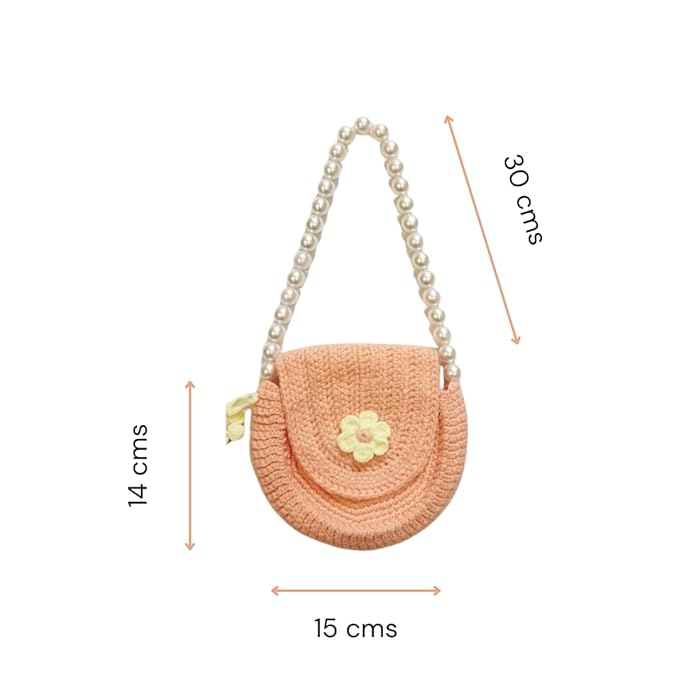 Happy Threads | Whimsical Handmade Crochet Peach Purse for Little Princesses - Adorable Girls' Accessories - Crochet Handbag
