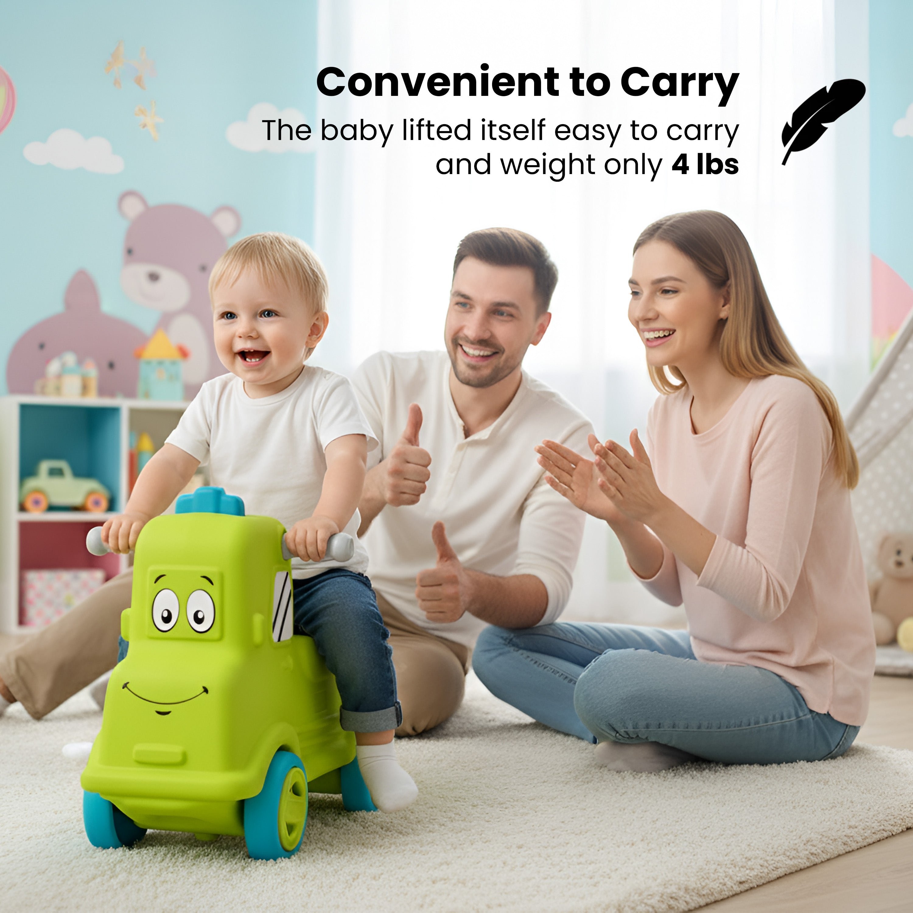 Happy Bear - Ride on Toys - HAPPYBEAR Rider Push Car for Kids 1 - 5Years Indoor & Outdoor Ride - On Toy (Green) - HBM_Rider green