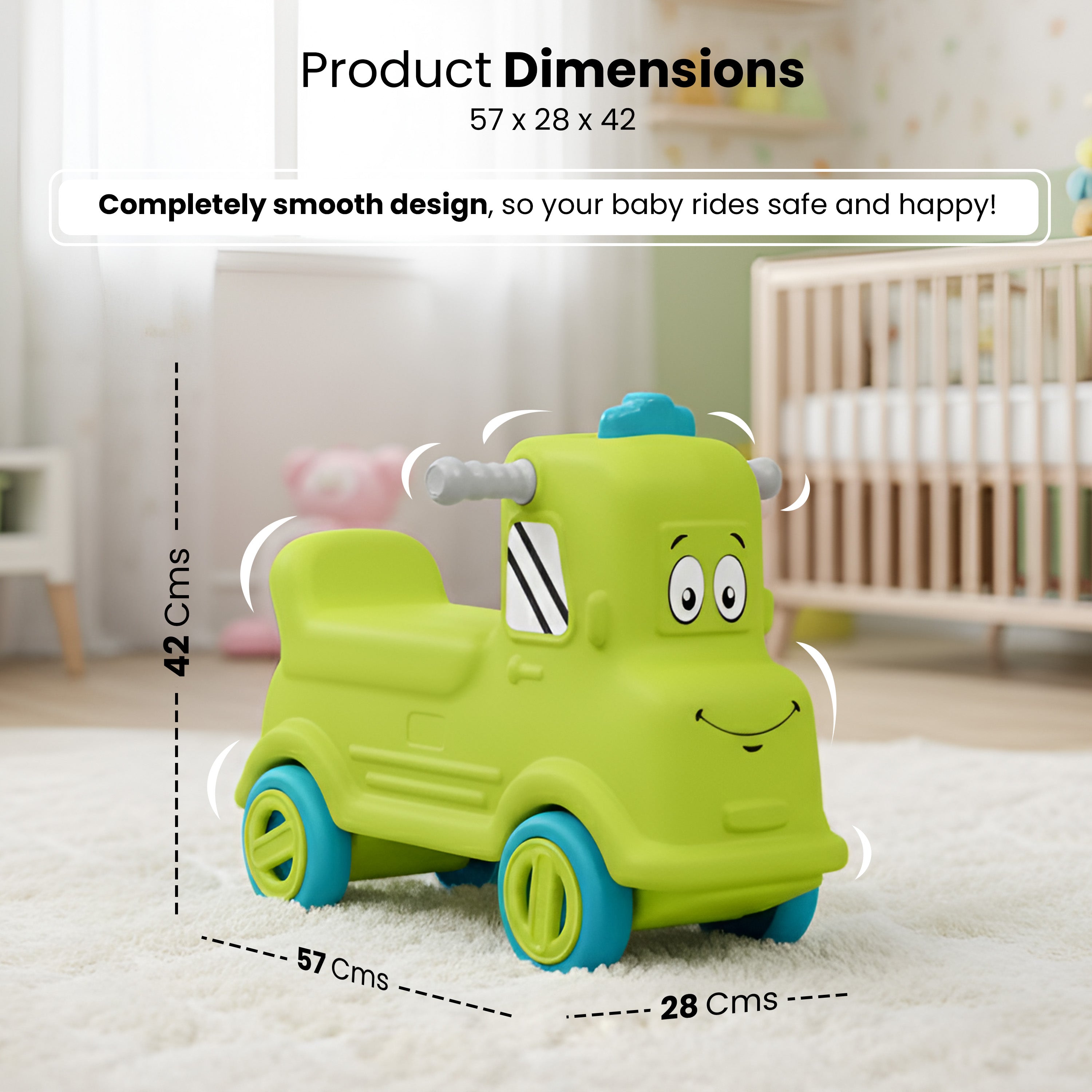 Happy Bear - Ride on Toys - HAPPYBEAR Rider Push Car for Kids 1 - 5Years Indoor & Outdoor Ride - On Toy (Green) - HBM_Rider green
