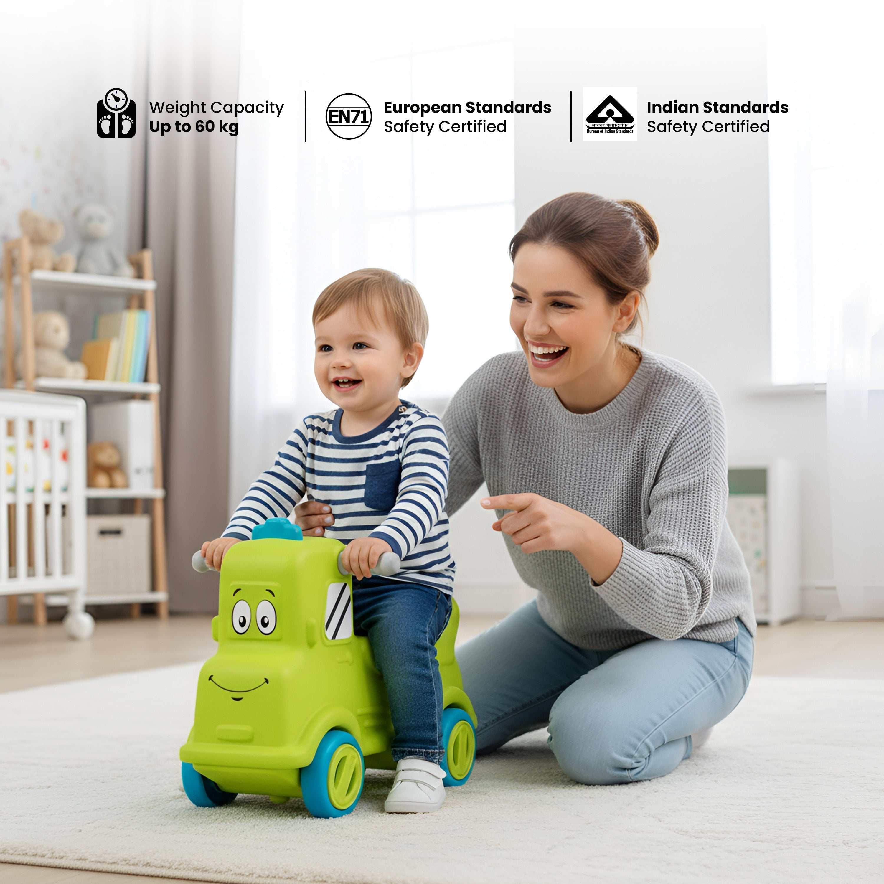 Happy Bear - Ride on Toys - HAPPYBEAR Rider Push Car for Kids 1 - 5Years Indoor & Outdoor Ride - On Toy (Green) - HBM_Rider green