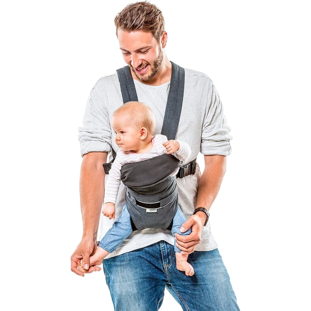 Hauck 2 Way Carrier- Baby Carrier With 4 Carry Positions-Melange Charcoal - 580981