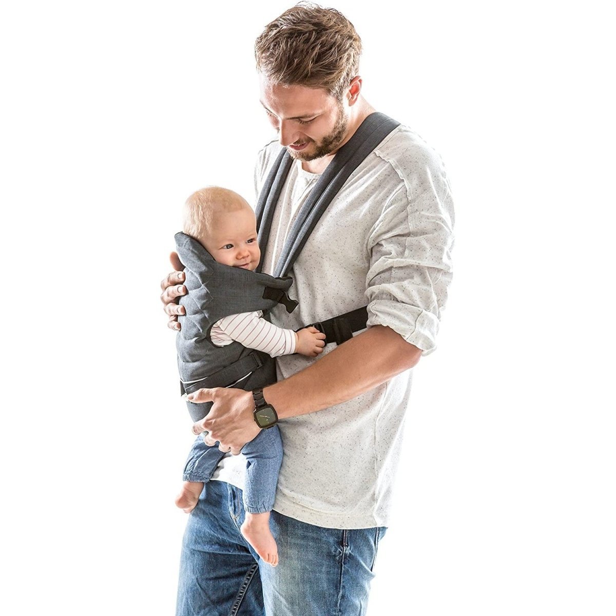 Hauck 2 Way Carrier- Baby Carrier With 4 Carry Positions-Melange Charcoal - 580981