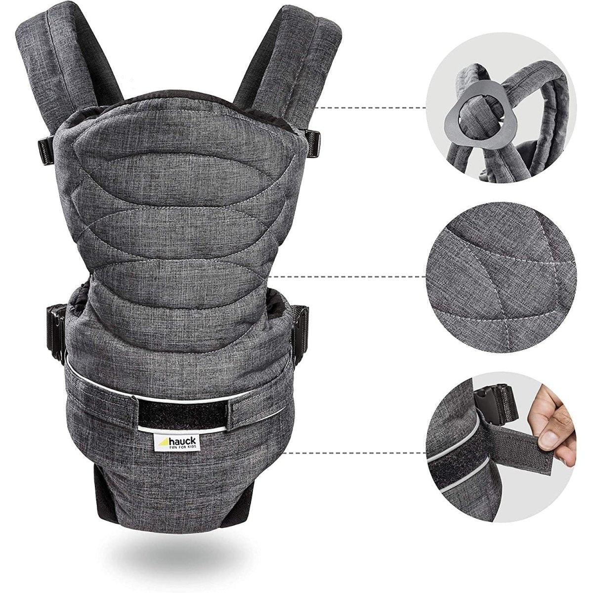 Hauck 2 Way Carrier- Baby Carrier With 4 Carry Positions-Melange Charcoal - 580981