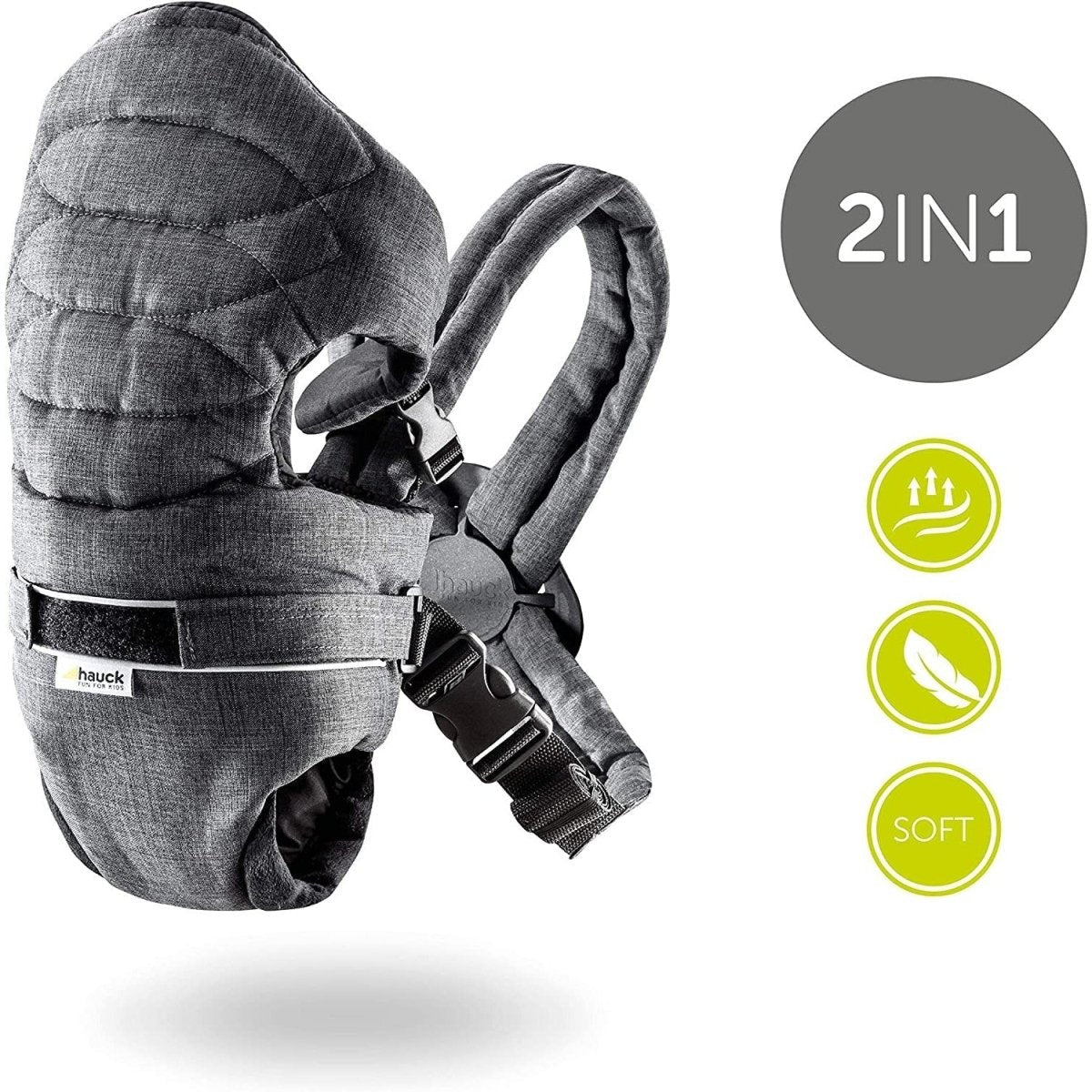 Hauck 2 Way Carrier- Baby Carrier With 4 Carry Positions-Melange Charcoal - 580981