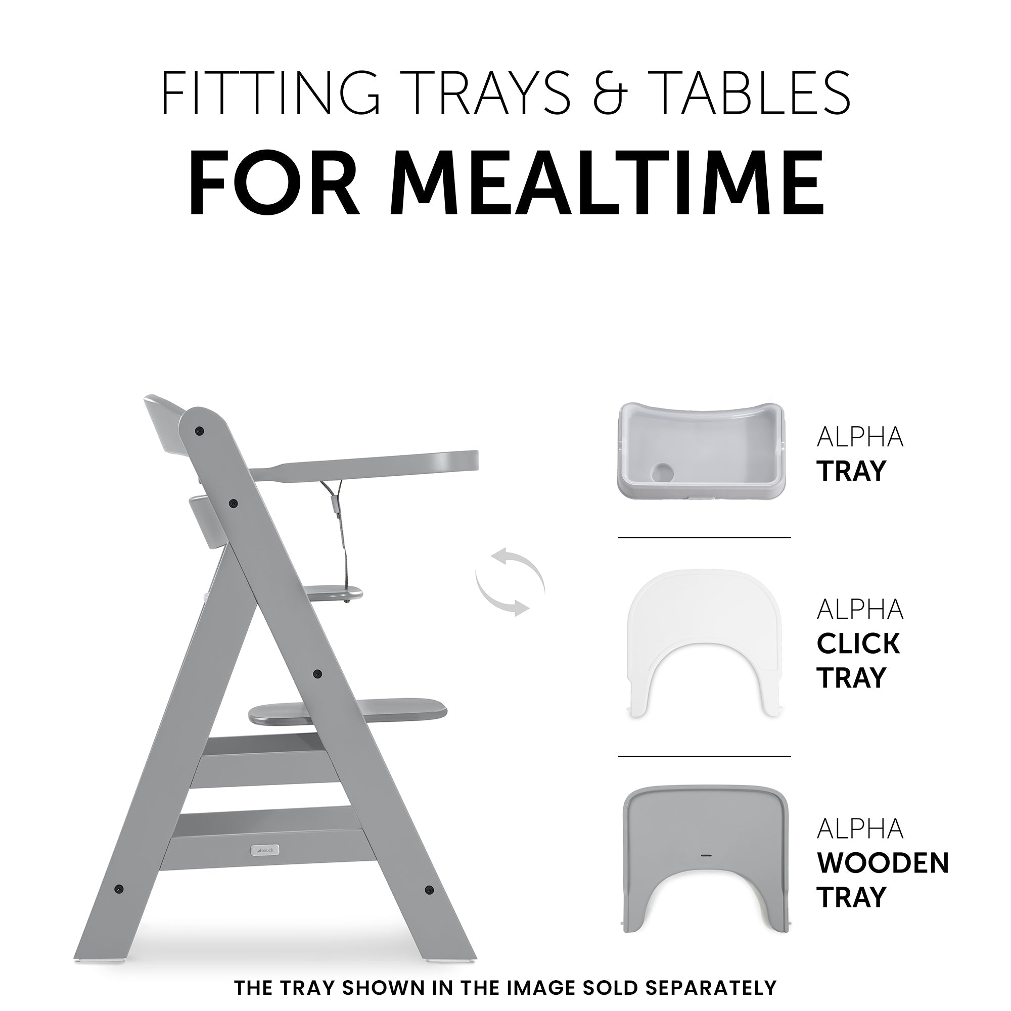 Hauck Alpha+ Wooden High Chair - Grey - 661178