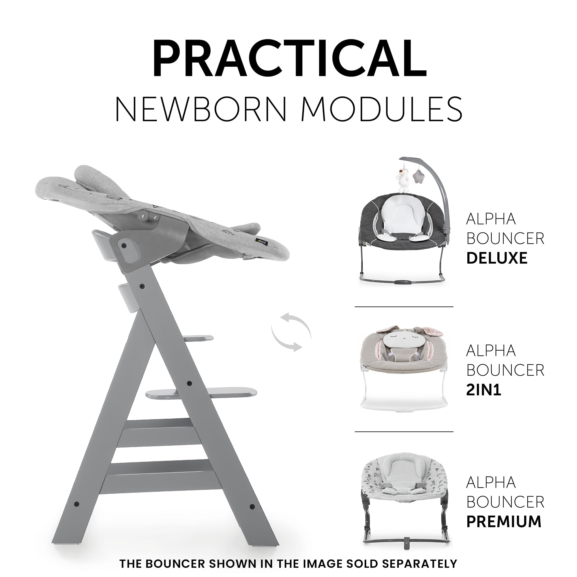 Hauck Alpha+ Wooden High Chair - Grey - 661178