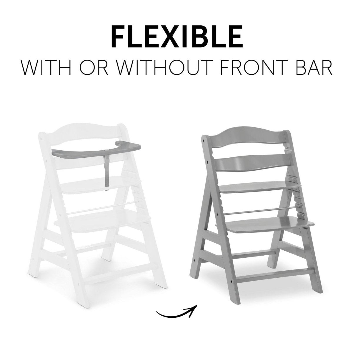 Hauck Alpha+ Wooden High Chair- Grey - 661178