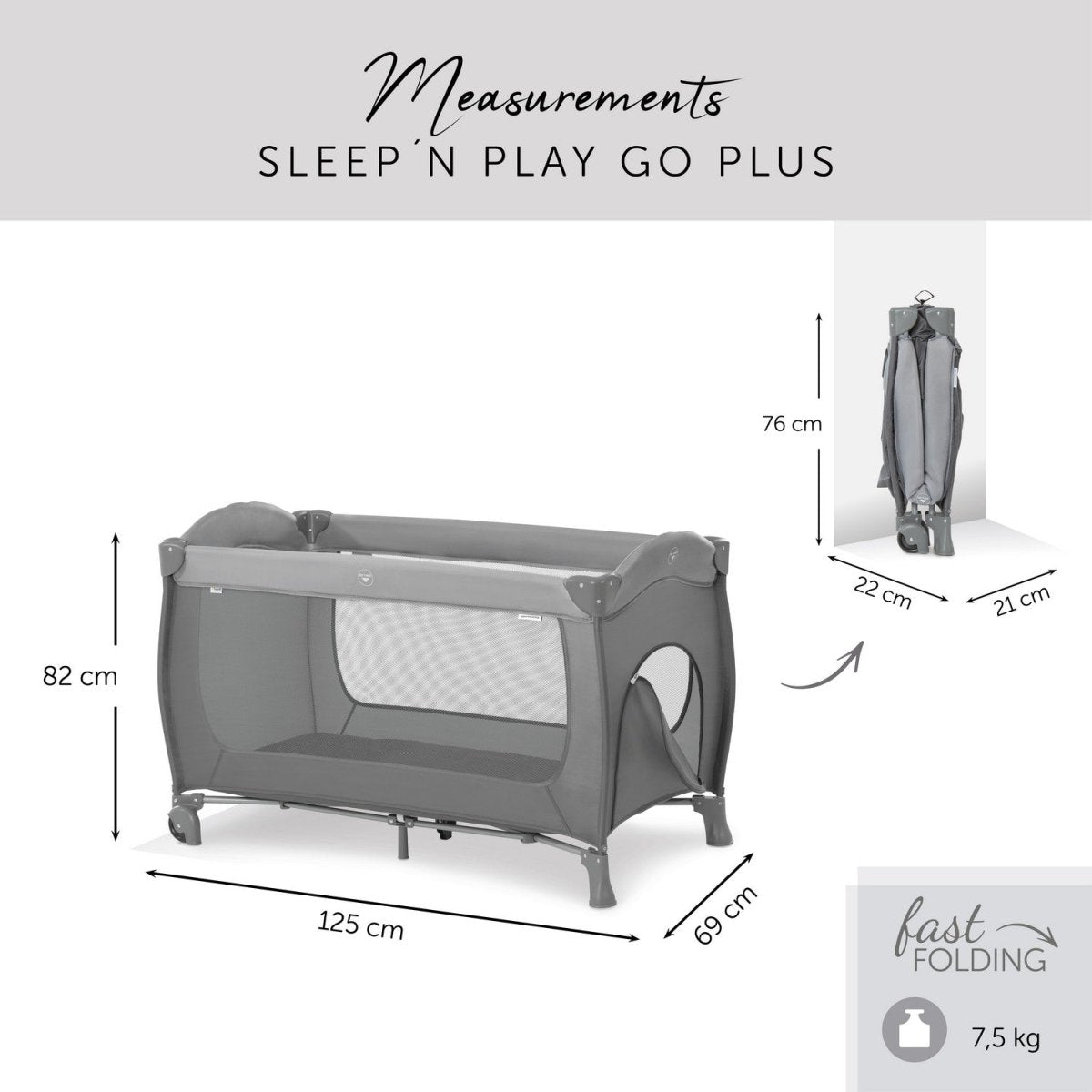 Hauck Sleep N Play Go Plus- Grey - 600818