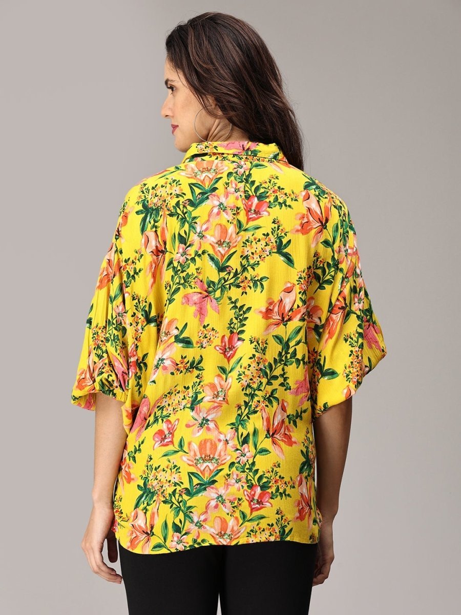 Hawaiian Sunset Maternity and Nursing Oversized Shirt - MAT-SD-YWFLMO-S