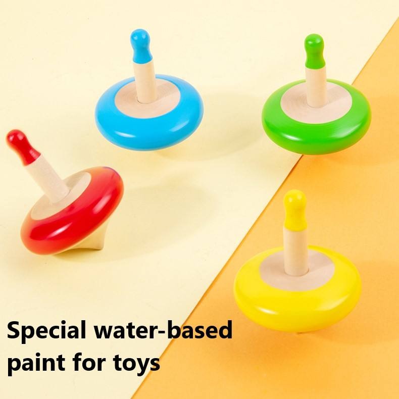 Wudly Colorful Wooden Spinning Tops Set (Set of 4 colors) (3 Years+)