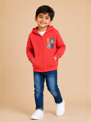 Hear The Dino ROAR Zipper Hoodie - 0-6 Months Kids Winter Hoodies