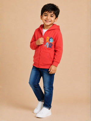 Hear The Dino ROAR Zipper Hoodie - 0-6 Months Kids Winter Hoodies