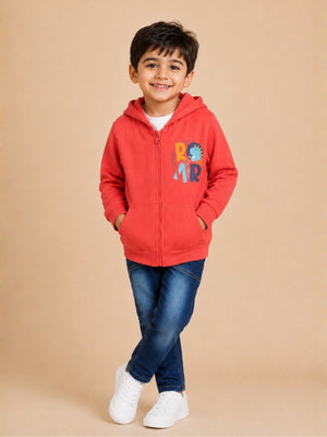 Hear The Dino ROAR Zipper Hoodie - 0-6 Months Kids Winter Hoodies