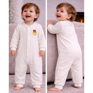 Hello Bear, Full Sleeves Jumpsuit Hoodie Romper for Tiny Toddlers - 3 - 6 Months Winter Wear