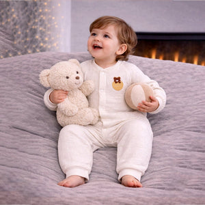 Hello Bear, Full Sleeves Jumpsuit Hoodie Romper for Tiny Toddlers - 3 - 6 Months Winter Wear