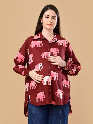 Herd You Right Maternity and Nursing Oversized Shirt - S Maternity and Nursing Tops