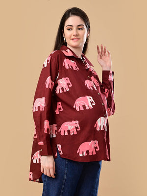Herd You Right Maternity and Nursing Oversized Shirt - S Maternity and Nursing Tops