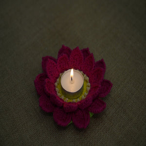 Himalayan Blooms Crochet Lotus Tea Light Holder and Rangoli - Tea light holder