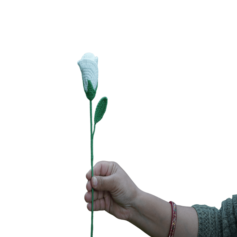 Himalayan Blooms Crochet Rose Flower (White) - Crochet Toy