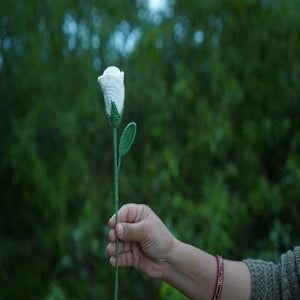 Himalayan Blooms Crochet Rose Flower (White) - Crochet Toy