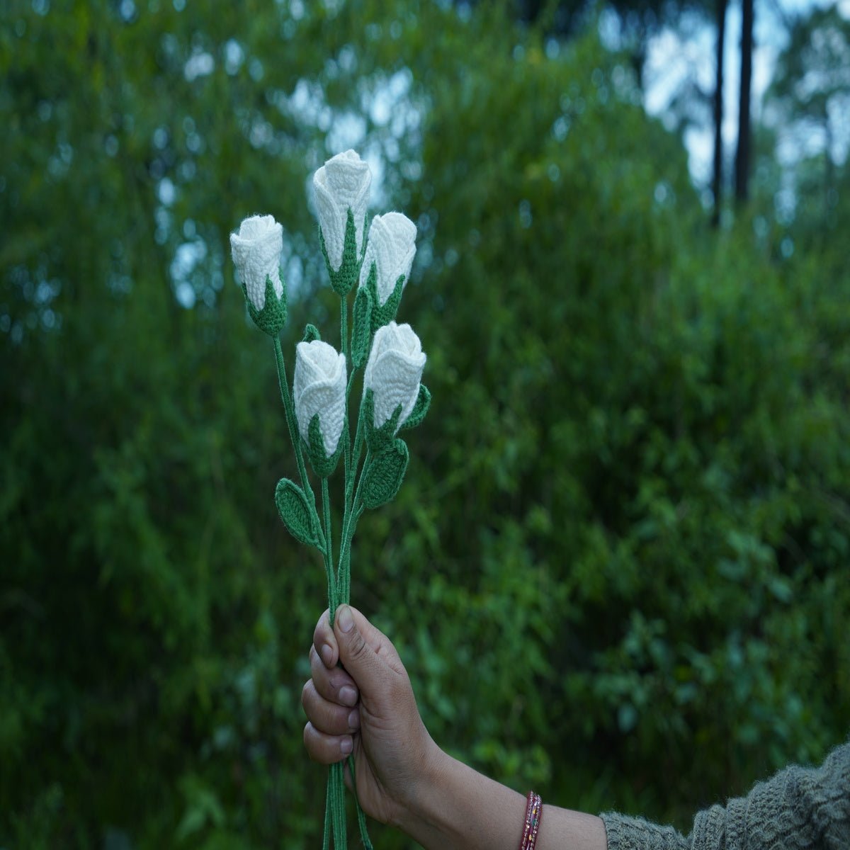 Himalayan Blooms Crochet Rose Flower (White) - Crochet Toy