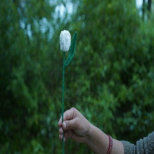 Himalayan Blooms Crochet Tulip Flower (White) - Crochet Toy