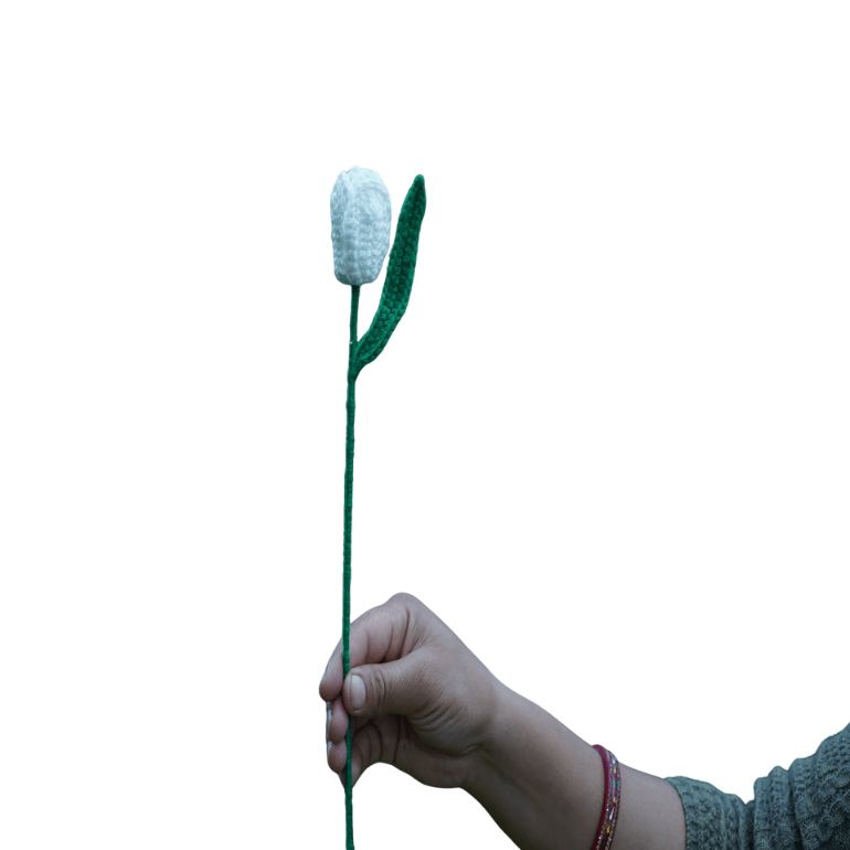 Himalayan Blooms Crochet Tulip Flower (White) - Crochet Toy