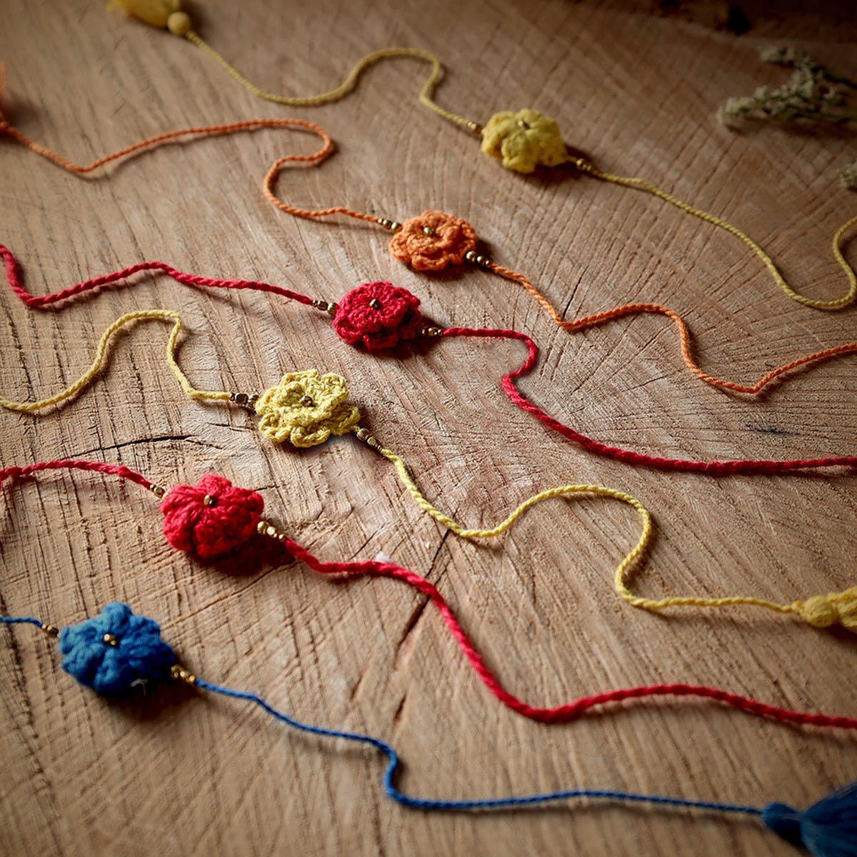 Himalayan Blooms flower moti rakhi pack of 6 - HBpk6 - fm - 00