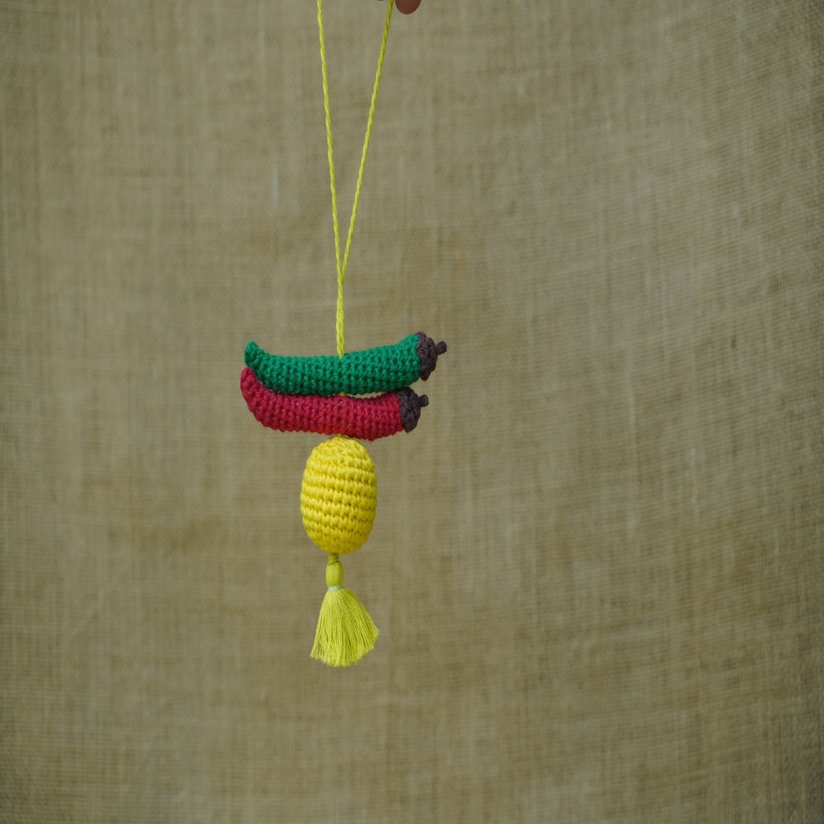 Himalayan Blooms Nimbu Mirchi Dangler - Crochet Toy