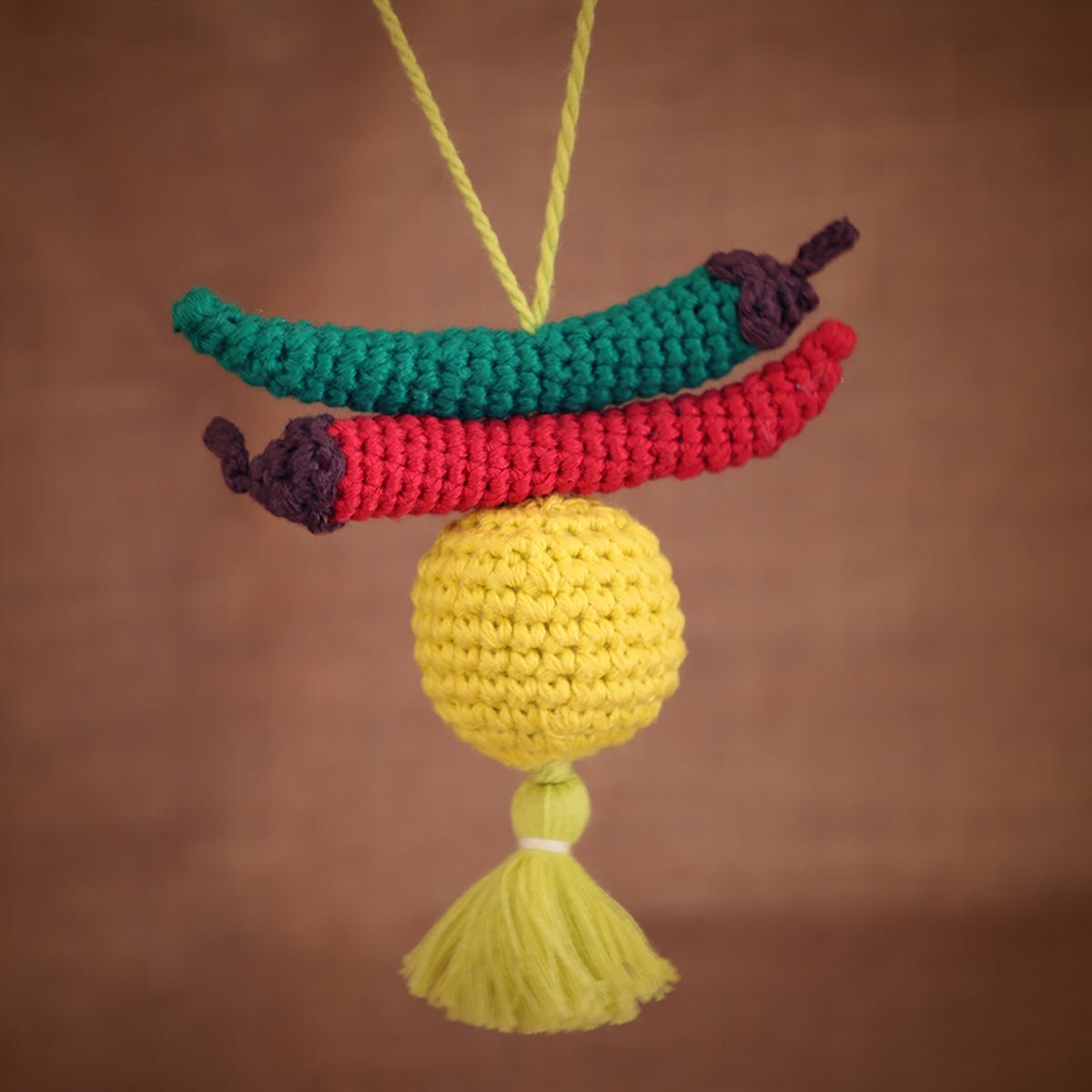 Himalayan Blooms Nimbu Mirchi Dangler - Crochet Toy