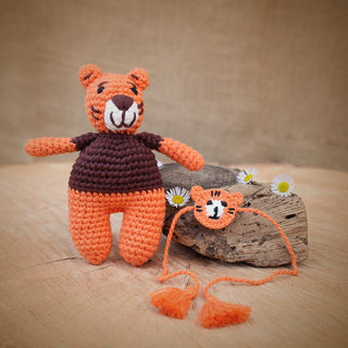 Himalayan Blooms Stripped Tiger Animal Plush Stuffed Toy and rakhi - combo - tiger