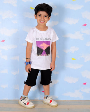 Holidays In Mountains Boys T-Shirt And Cargo Set - KCW-AN-HLGO-1-2