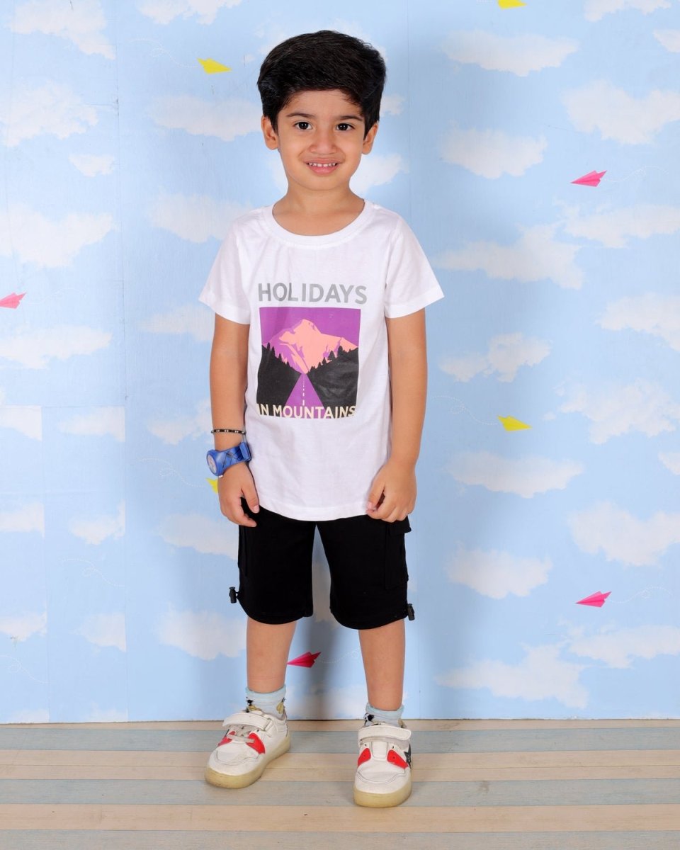 Holidays In Mountains Boys T-Shirt And Cargo Set - KCW-AN-HLGO-1-2