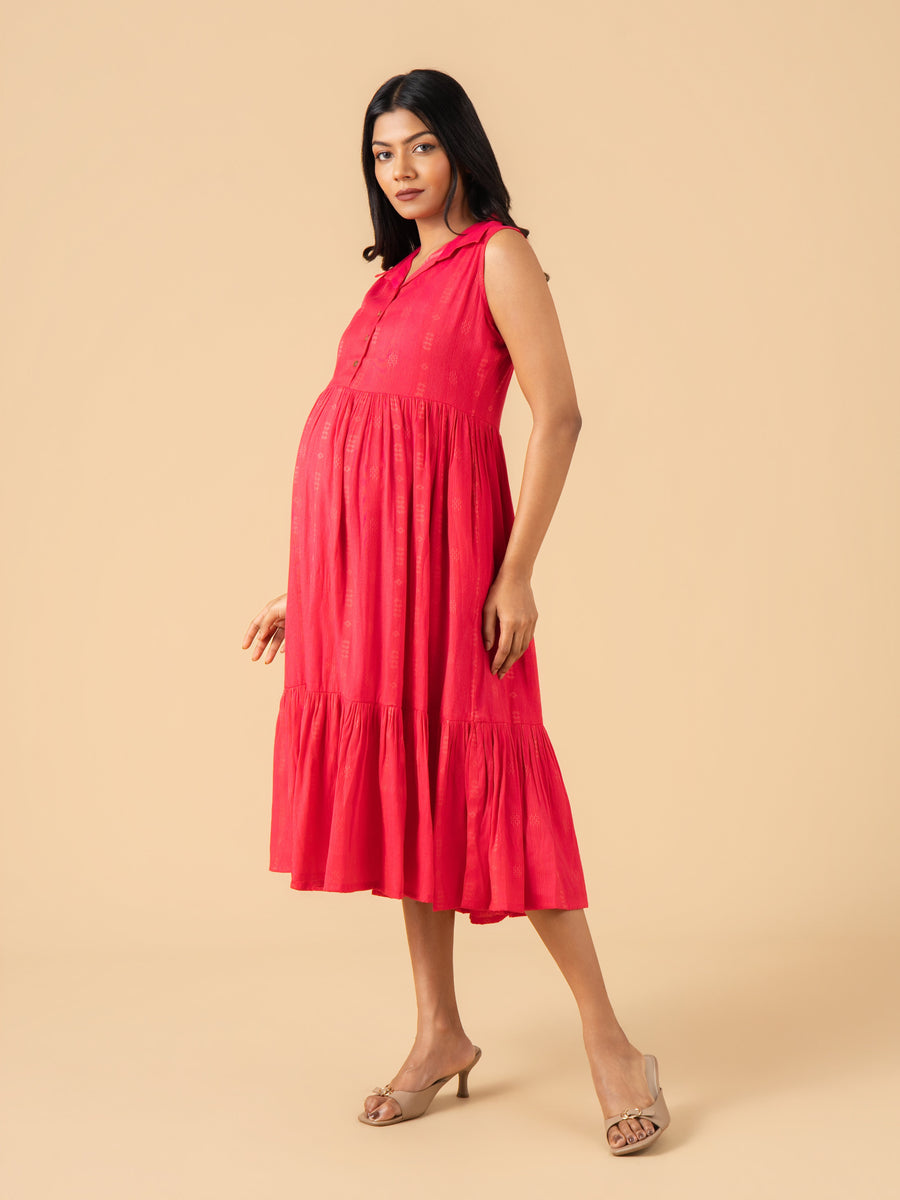 Hot Pink Maternity and Nursing Dress