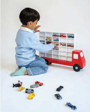 House of Zizi Monster Truck |Garage car Organizer for Kids 30 in Slots - HOZMTCO_ - 01