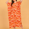 Hues & Honey Maternity and Nursing Kaftan Nighty full-length front view showcasing vibrant abstract print and relaxed kaftan silhouette.