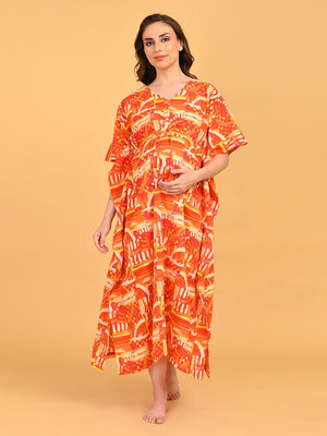 Hues & Honey Maternity and Nursing Kaftan Nighty - S Maternity Nightwear