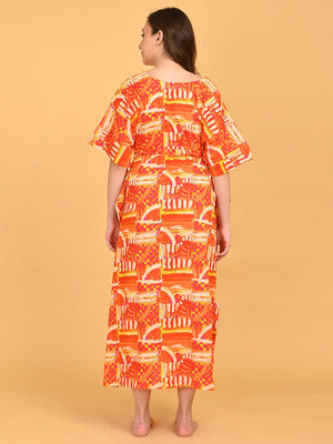 Hues & Honey Maternity and Nursing Kaftan Nighty back view showing loose, flowy fit and midi length design.