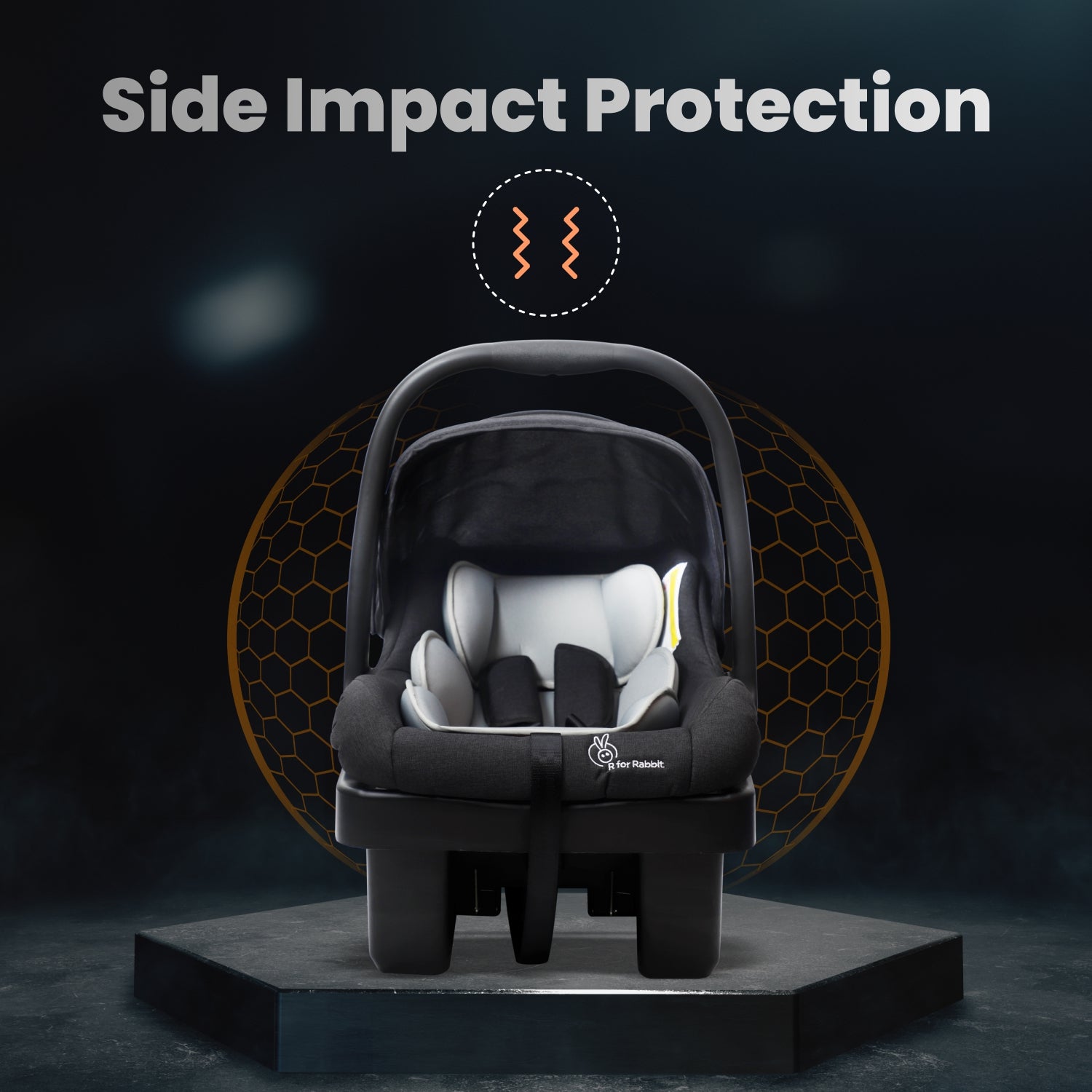 R for Rabbit Picaboo Grand 4 In 1 Multi Purpose Baby Car Seat- Black Grey