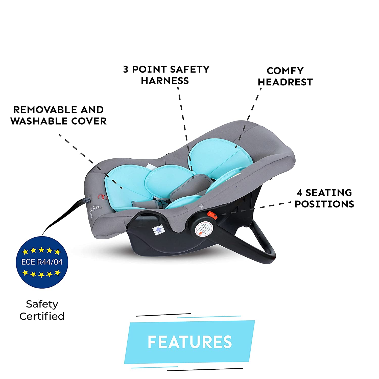 R for Rabbit Picaboo Baby Car Seats- Blue Grey