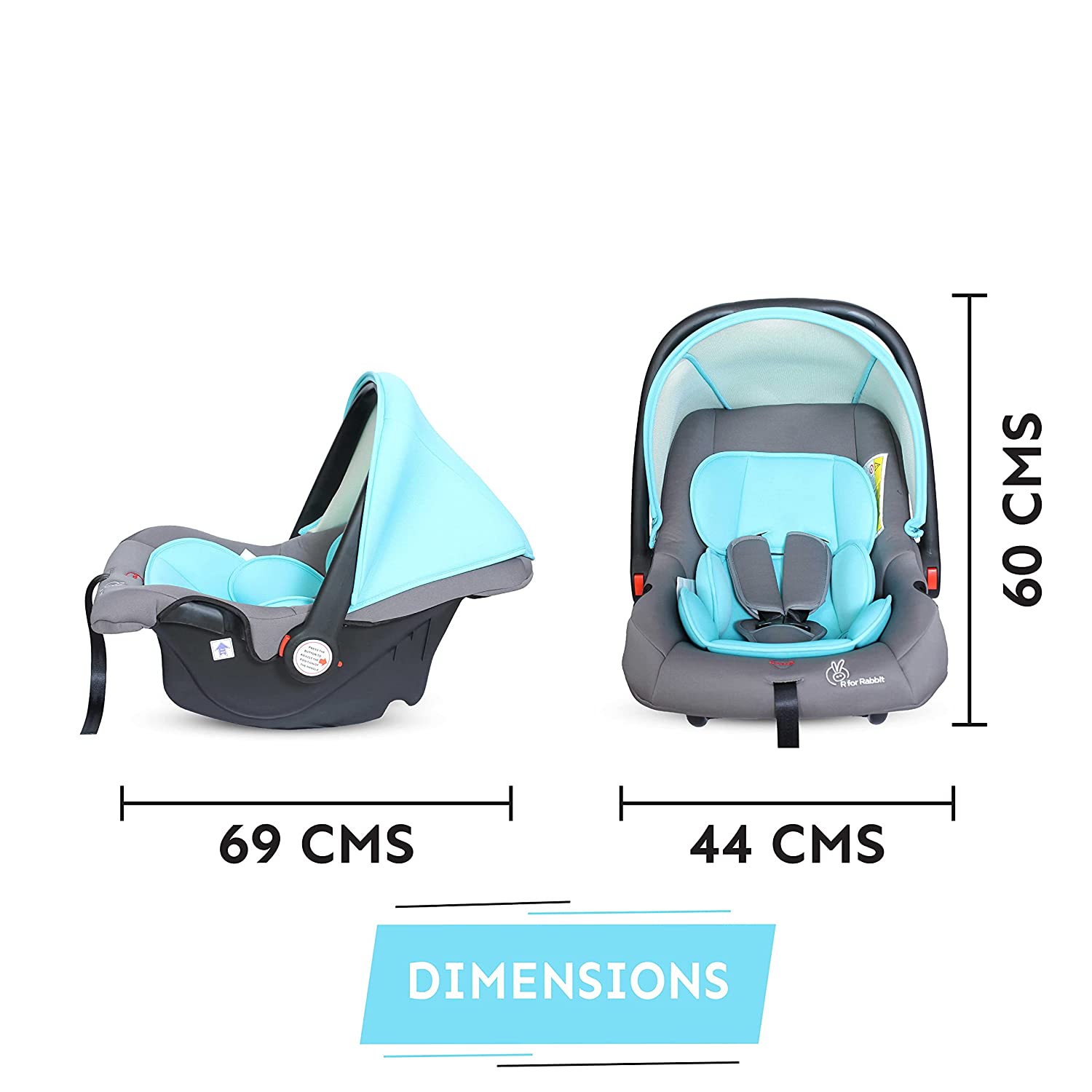 R for Rabbit Picaboo Baby Car Seats- Blue Grey